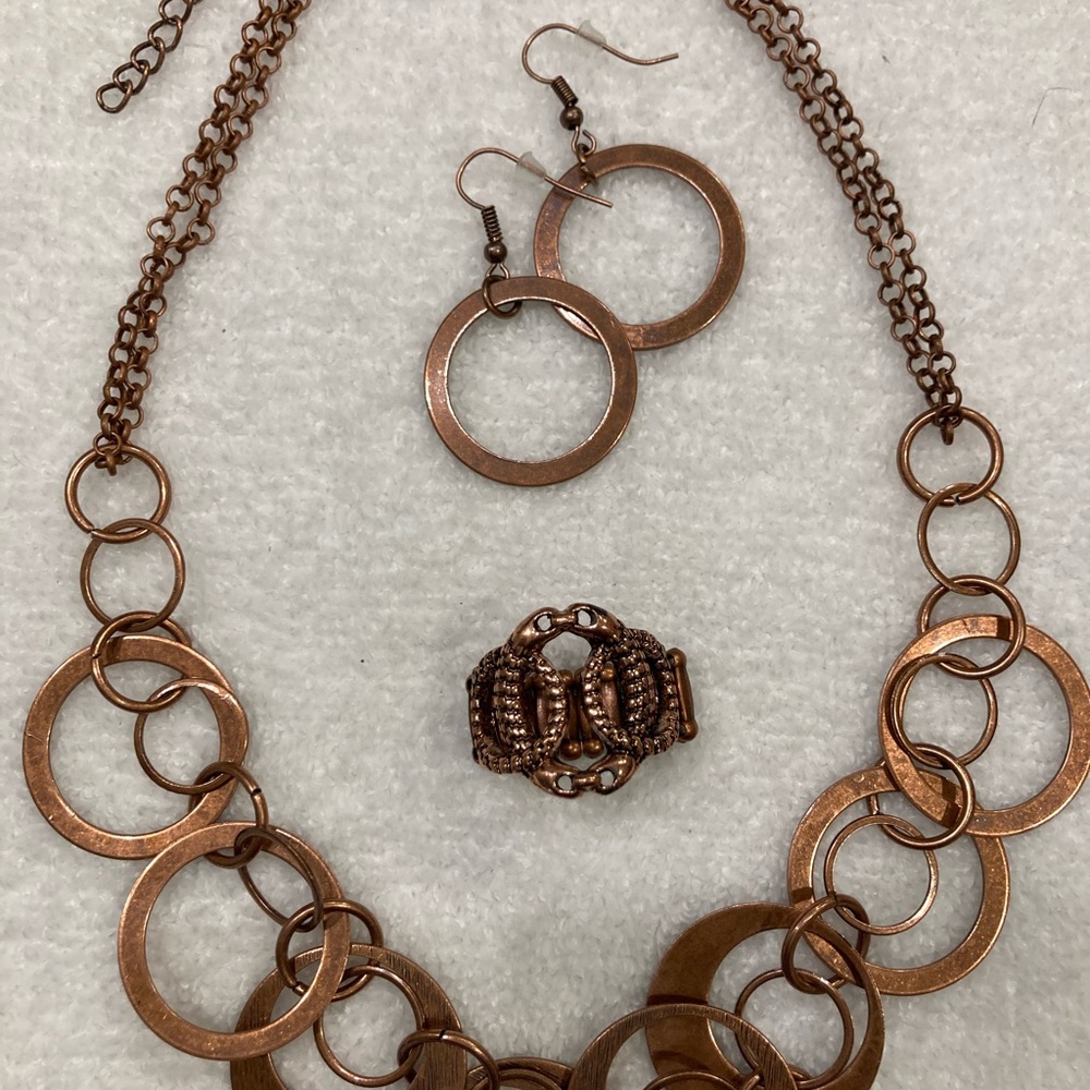 Earrings necklace with ring making a set